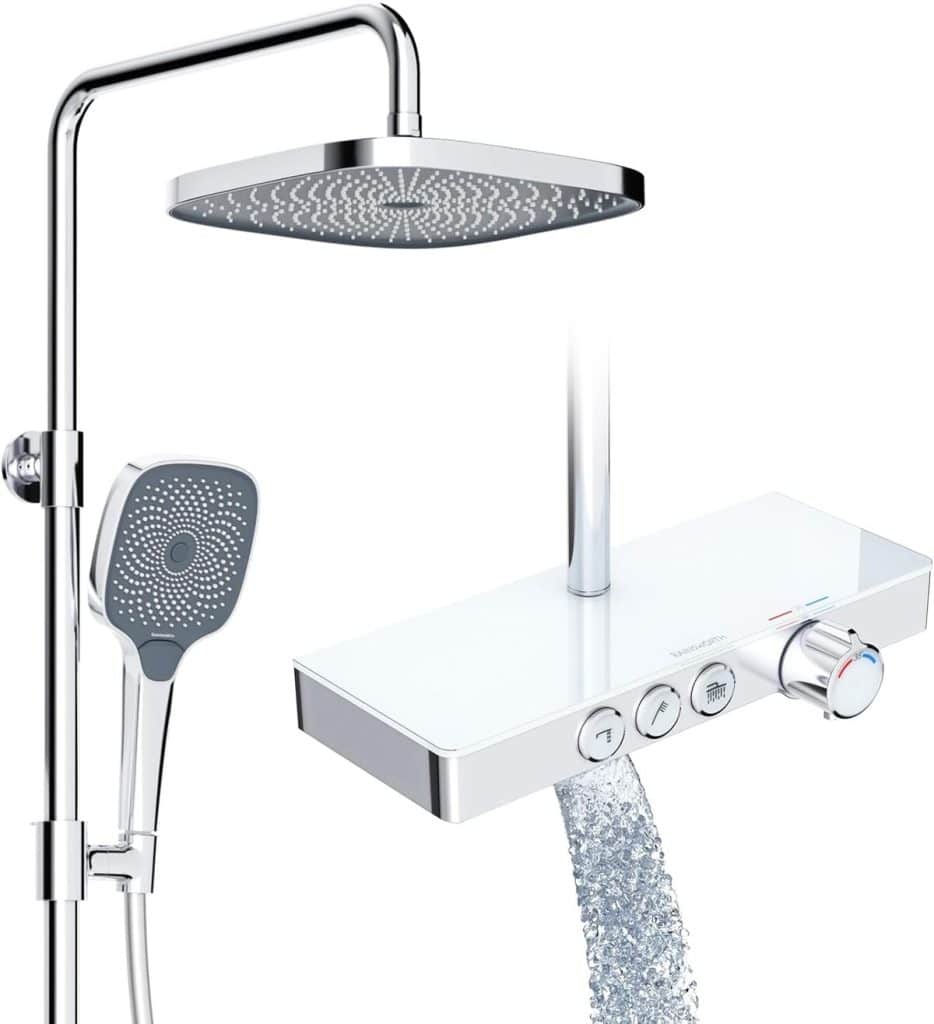 Test : colonne de douche thermostatique Rainsworth avec étagère en verre chromé