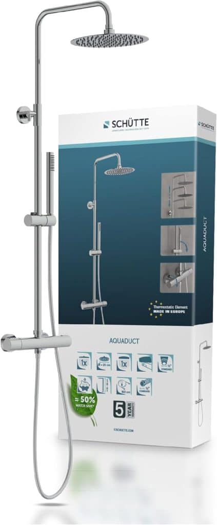 Test du système de douche Schütte Aquaduct 60044 : confort et style à effet pluie