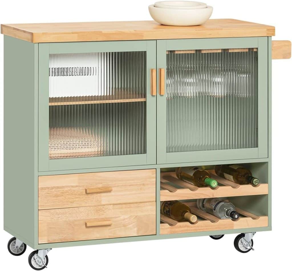 Test Sobuy desserte de cuisine FKW114-GR : îlot pratique à roulettes