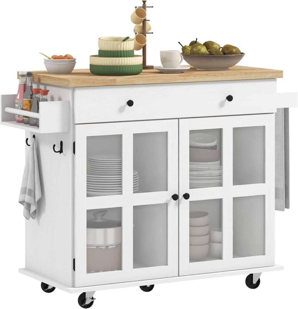 Test de la desserte de cuisine multi-rangements HOMCOM en bois d'hévéa