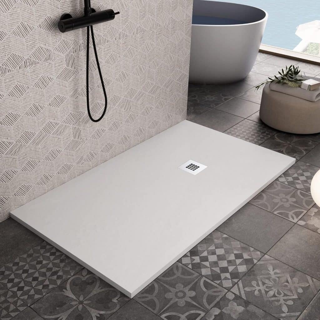 Test du receveur de douche marbre minéral blanc mat 90x100