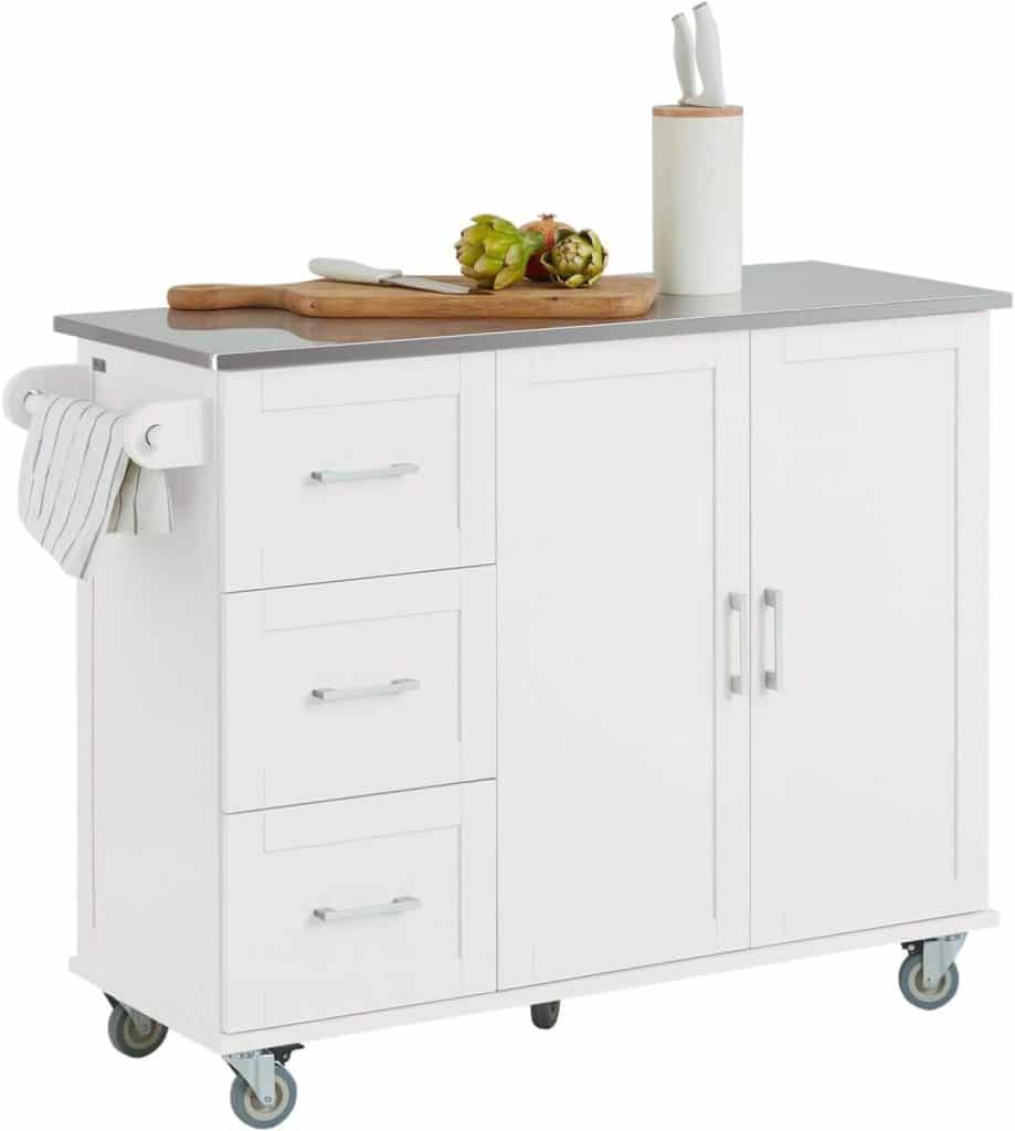 Test du dessert de cuisine SoBuy FKW30-II-W : îlot à roulettes polyvalent