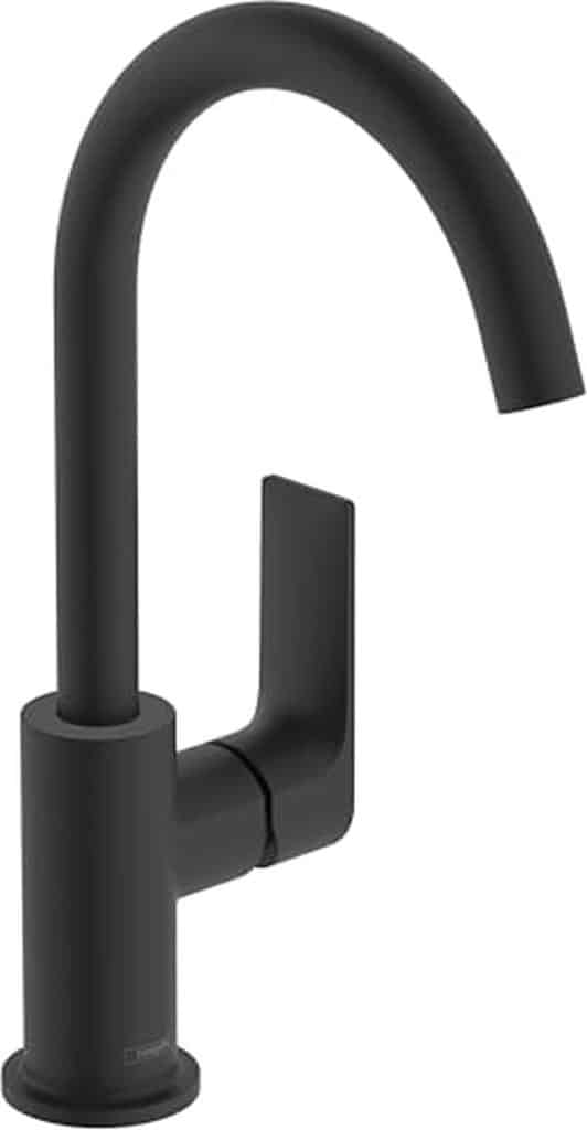 Test du mitigeur Hansgrohe Rebris E : robinet noir mat à bec orientable